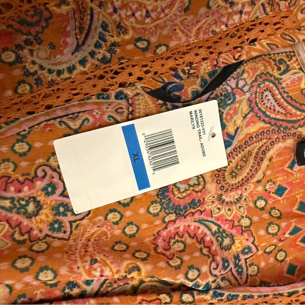 Jessica Simpson Sheer Paisley Maxi Dress in Rust and Blue - Picture 6 of 8